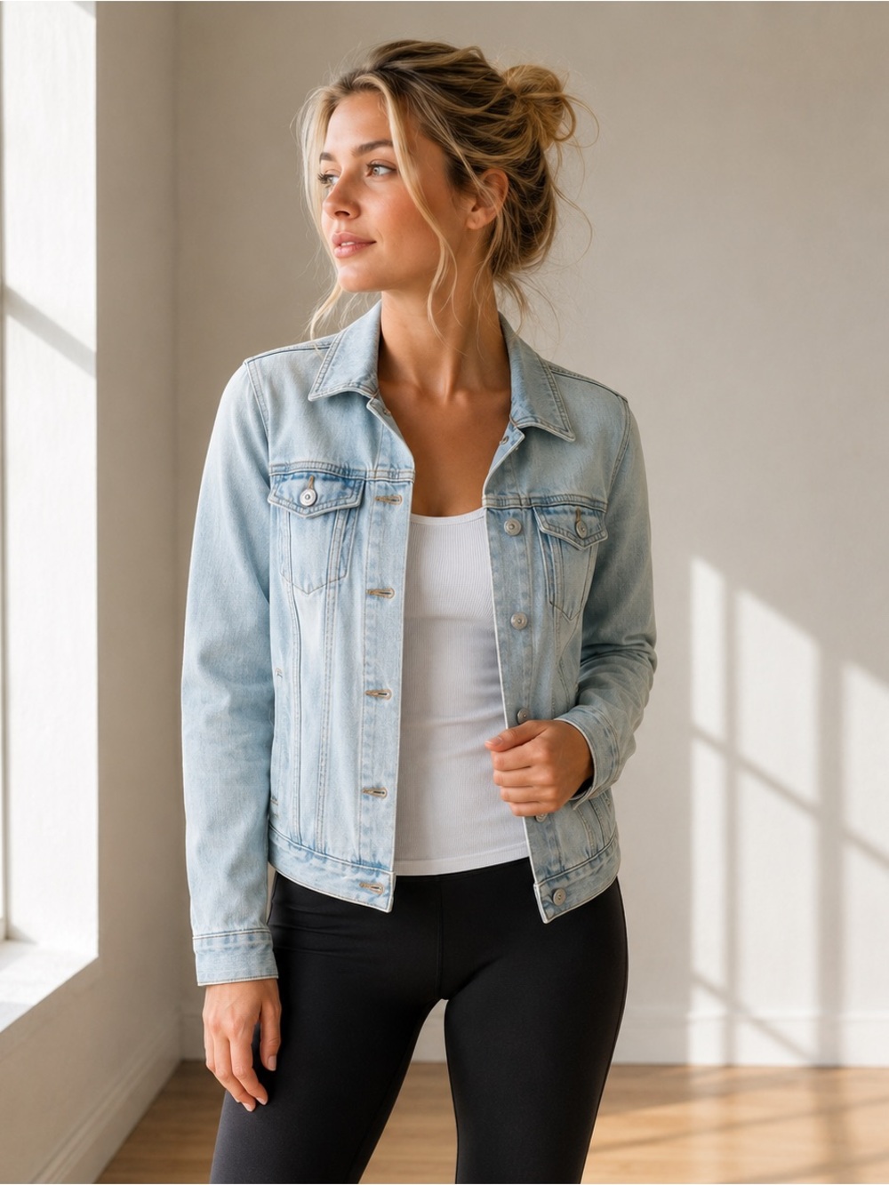Banana Republic Denim Jacket Small Light Wash Fitted Jean Trucker